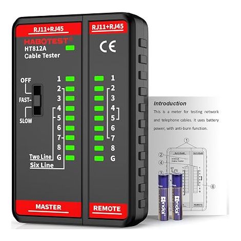 Testeur de Câble Réseau RJ45 RJ11, Testeur de Câble Réseau pour Câbles LAN, CAT7, CAT6A, CAT6, CAT5E, CAT5 et Câble Téléphonique RJ11 (1/5)