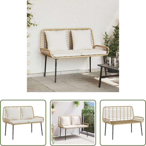 Poly-Rattan - Gartenbank Braun und Creme Poly-Rattan (1/5)