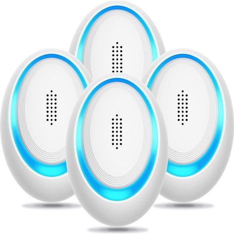 BUNTHAUS Lot de 4 répulsifs à ultrasons pour insectes, piège électronique à souris pour l'intérieur, insert répulsif contre les moustiques et les araignées, répulsif efficace contre les rongeurs