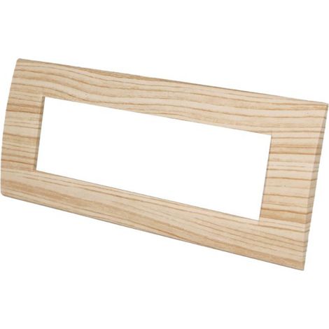 Placchetta per interruttore a 7 posti legno chiaro cassetta 507 compatibile con bticino living light supporto cover (1/2)