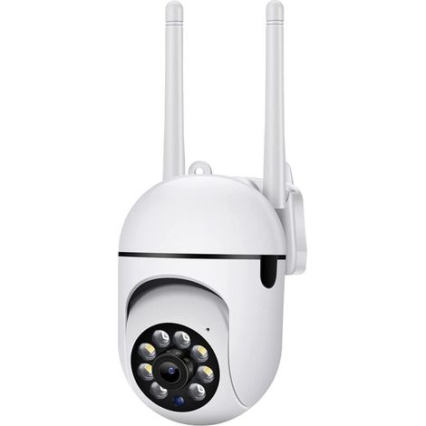 Telecamera di sicurezza WiFi per esterni, Full HD, WLAN, videosorveglianza, sicurezza wireless, immagine luminosa, telecomando, per uso interno, 360 gradi, 1080p, rilevamento intelligente del moviment