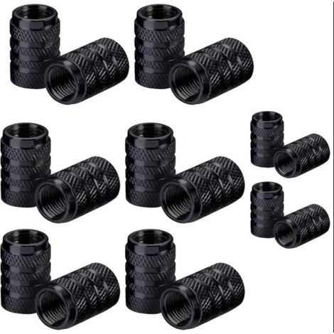 16 Pièces Bouchons de Valve de Pneu en Aluminium Capuchon Antipoussière de Roue de Voiture (Noir ) (1/5)