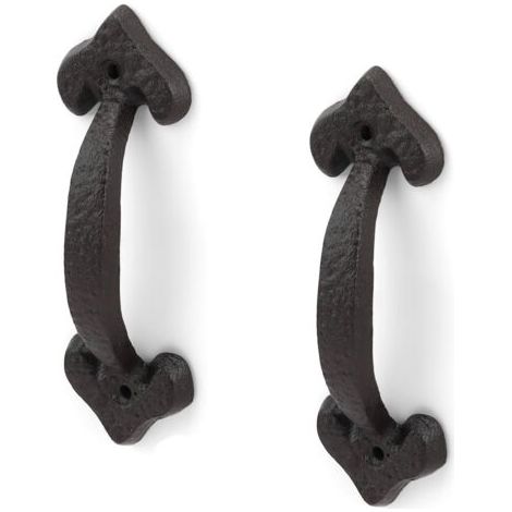 4 Pièces Poignée Porte Coulissante Noire, Poignée de Porte Extérieure en Fer Forgé, Longueur 175 mm, Poignet de Portes Vintage avec Vis, Adaptée aux Remise, Garages, Granges, Placards (1/5)