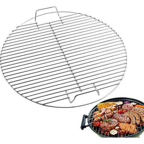 Parrilla redonda para barbacoa - Ø44cm - Acero inoxidable - Con asas - Apta para barbacoa de carbón - Parrilla - Plateada (1/5)