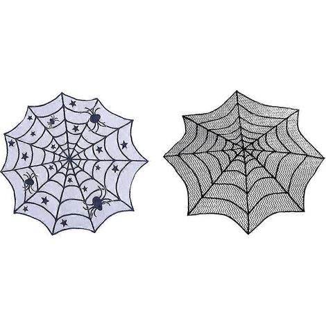 2025 Lot de 2 nappes en dentelle motif toile d'araignée pour Halloween (noir) (1/3)