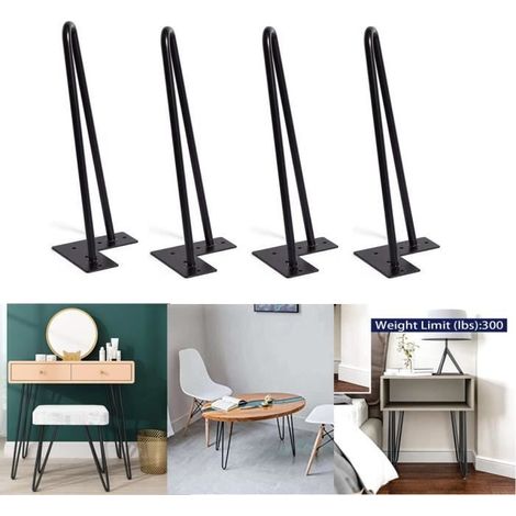 Lot de 4 Pieds de Meuble 40cm Bricolage pour Table Basse Tiroir Chaise table de chevet, avec Vis + Protège Pieds (1/4)