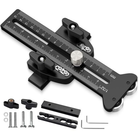 Thin Rip Jig Table Saw – Fine Cutting Guide, Narrow Cutting Jig, Anti-Kickback, Double Roller, Adjustable Indicator 150mm, Compatible with 3/8" and 3/4" T-Slots and U-Slots, Precision Woodworking (1/5)