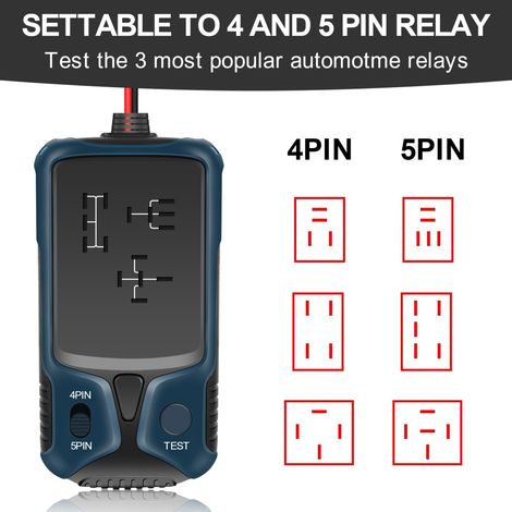 Testeur de relais auto 12V, vérificateur de batterie avec indicateur LED, diagnostic électronique pour véhicules, contrôleur de relais et batterie (1/4)