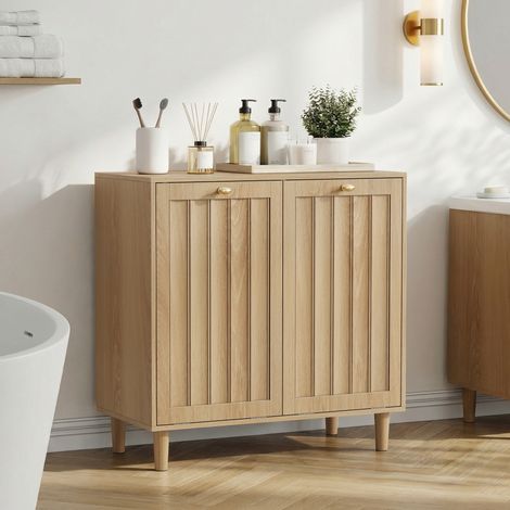 Mobile portabiancheria con 2 cesti MDF 69,5 cm OKMYHOME (1/5)