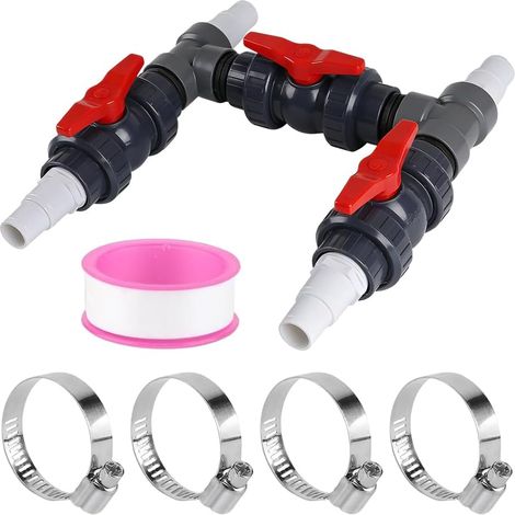 Bypass Kit de raccordement pour piscine avec pompe à chaleur Ø 50 mm, chauffage de piscine, pompe à chaleur, chauffage solaire, contournement avec tuyaux de 32 mm et 38 mm, contrôle de l'alimentation (1/5)