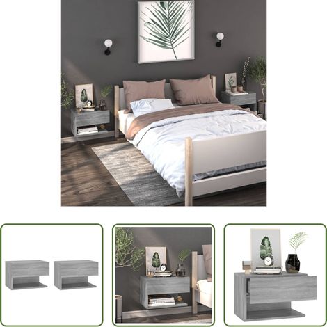 vidaXL Wohnraumorganisation -  Wand-Nachttische 2 Stk. Grau Sonoma (1/5)