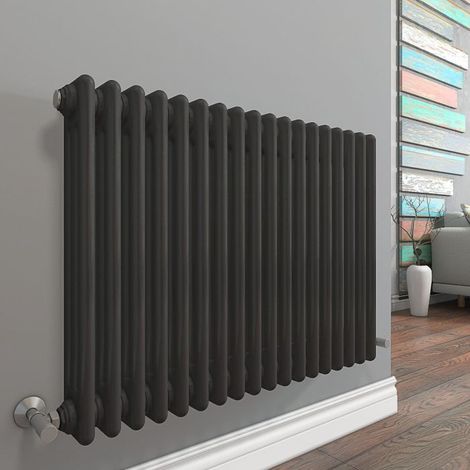 WarmeHaus Traditional Radiator Anthracite Triple Panel 300x832mm
