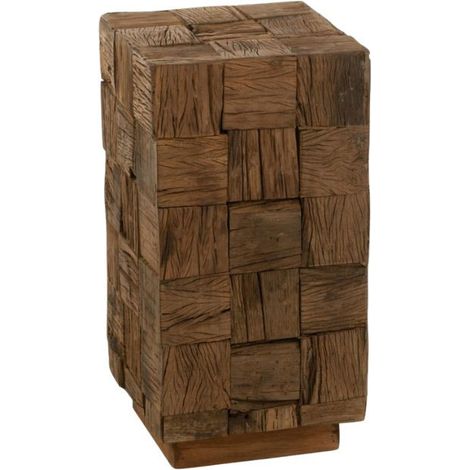 Sellette en bois foncé recyclé H60 - ICA (1/4)