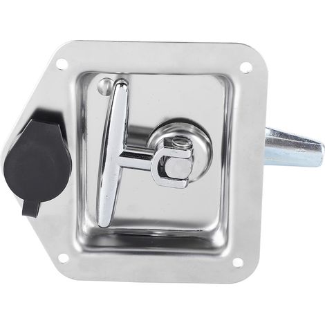 Loquet de Porte de Remorque, Serrure Poignée en T, Loquet Pliable en T pour Camion, Serrure de Boîte à Outils en Acier Inoxydable avec Joint et clé, Loquet Poignée en T Camping-Car (1/5)