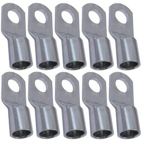 Lot de 10 Cosses Electriques à Oeillet Tubulaire - Oeil - Ø8mm - Non Isolées - pour Conducteur 35mm² - Connecteur de Fil Electrique - Serrage - Couleur Argent (1/3)