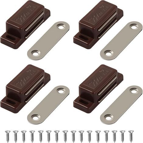Lot de fermetures magnétiques pour portes de placards, tiroirs et volets roulants. Installation facile. Aimant inclus (marron). (1/5)