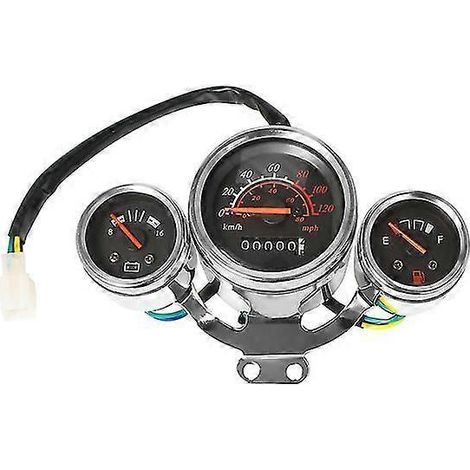 Kit d'instruments de moto comprenant un tachymètre numérique, un compteur de vitesse, un odomètre, un voltmètre et une jauge à carburant, compatible avec tous les modèles. (1/5)