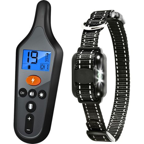 Wiederaufladbares Hundeerziehungshalsband mit Vibrations-, Ton- und Lichtfunktionen, IPX67 wasserdicht, geeignet für alle Hunde (1/4)