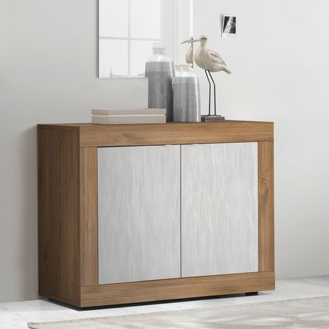 Meuble de rangement noyer et blanc 2 portes CALIA 2 (1/5)