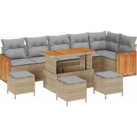 Garden Sofa Set with Cushion 10 pcs Beige and Light Grey vidaXL (1/5)