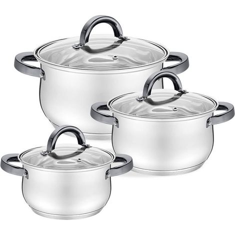 Ensemble de 6 casseroles à poignées noires (1,8 l, 2,5 l, 3,5 l) Maestro MR-3522-6M-noir (1/4)