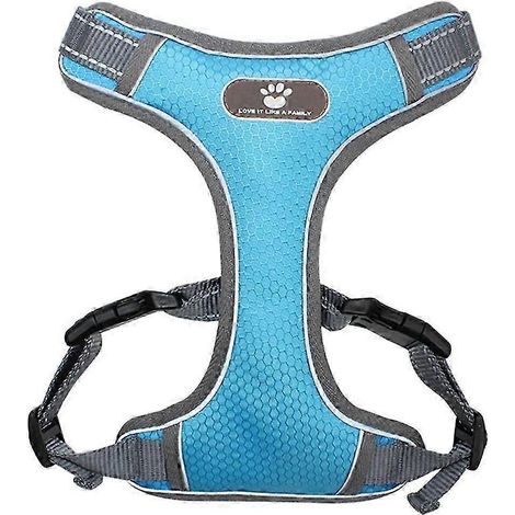 Harnais pour chien, harnais réfléchissant réglable en tissu Oxford doux, facile à contrôler.-Light Blue S (1/5)