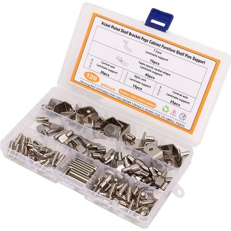 Lot de 120 Pointes d'Étagère avec Coffret de Rangement, Chevilles Résistantes à la Rouille pour Armoires et Meubles (1/5)