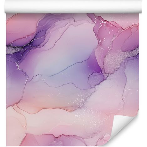 Papel pintado Tinta violeta, rosa empolvado, morado y coral 50x1000 cm (1/5)