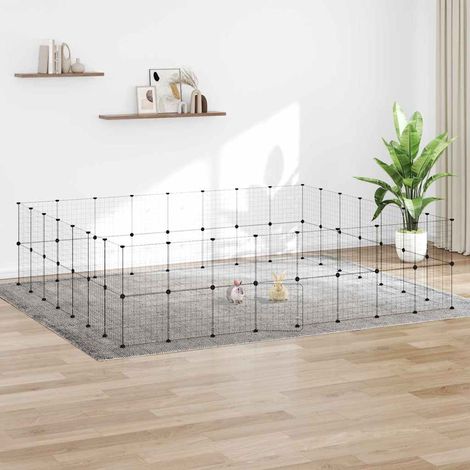 vidaXL Jaula para mascotas de 60 paneles puerta acero negro 280x245x70 cm (1/5)