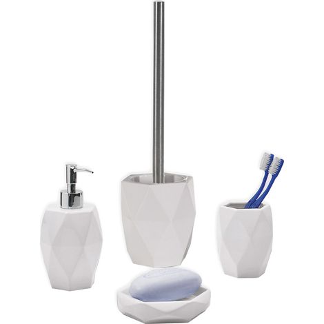 Set De Accesorios De Baño 4 Pcs. Cerámica Blanca   Biancospino