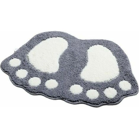 Tapis de salle de bain antidérapant, tapis de douche de salle de bain à grands pieds, tapis de porte absorbant l'eau(gris) (1/5)