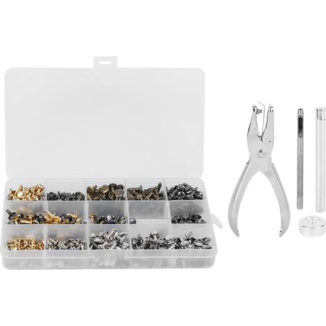300 doubles rivets en cuir à double capuchon avec pince pour réparation de portefeuille, ceinture, veste, sac et chaussures (1/5)