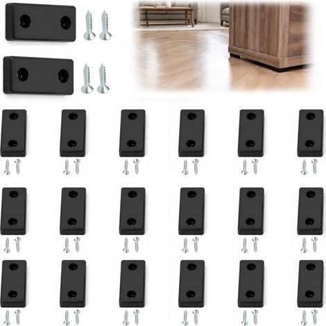Patin pour Meuble Vis Lot de 20 Glisseur Meuble Plastique Noir 50x14x5mm Tampon Amortisseur Rectangulaire pour Chaise et Armoire Butoir de Protection de Sol Inclus 40 Vis ST4x20 (1/5)
