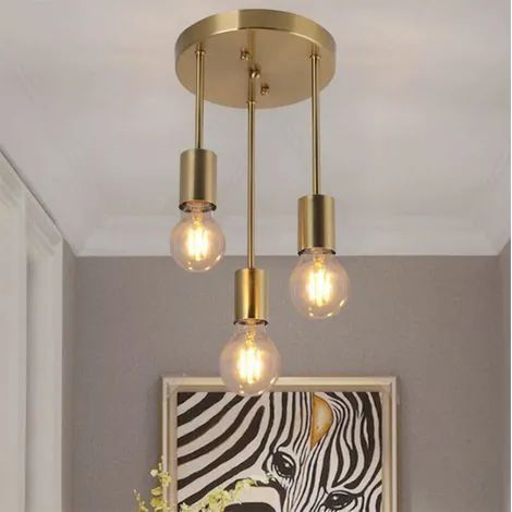 Plafonnier industriel rétro, suspension métallique à 3 lumières, culot LED E27 pour salle à manger, cuisine, salon, bar (ampoule non incluse)
