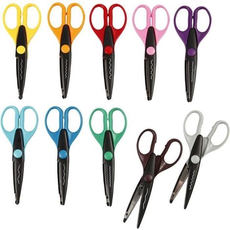 Ciseaux crantés en plastique - 10 pcs - Adulte - Mixte - 16 cm - Décoratifs