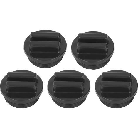 5 Bouchons Hiver Filetage Mâle G1-1/2" Noir – Ligne Retour Piscine Filtre Vidange avec Joint Torique, Protection Hiver Contre le Gel