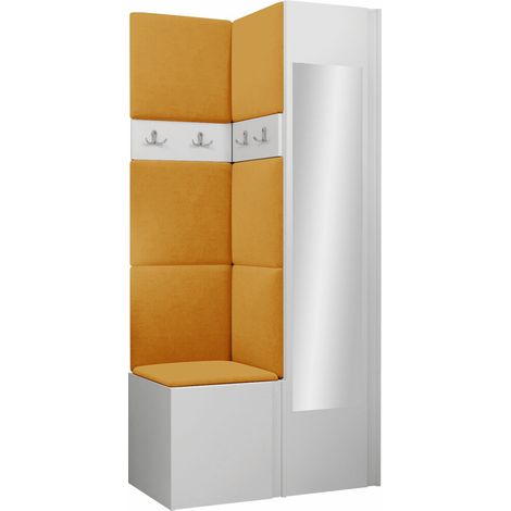 Meuble d'entrée Pinis XXV, Blanc, 186x82x46cm, Disponible, Tissu, Stratifié, À poser, Murale