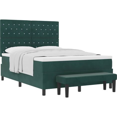 Maison Exclusive - Letto a molle con testiera Verde Scuro 190 x 140 cm Velluto