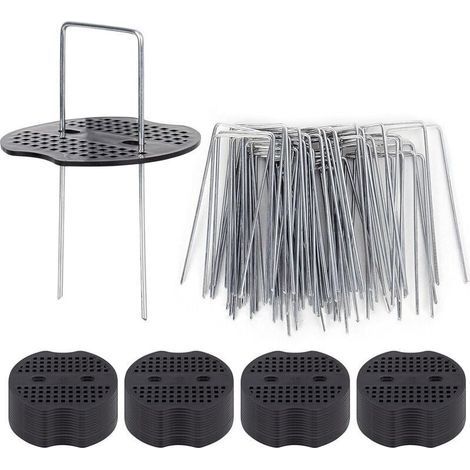 50 Piquets De Jardin Ave Rondelles, Piquets De Fixation en Acier Galvanisé pour Baches Agraphes De Fixation De Toile De Paillage Piquets Galvanisé (1/4)