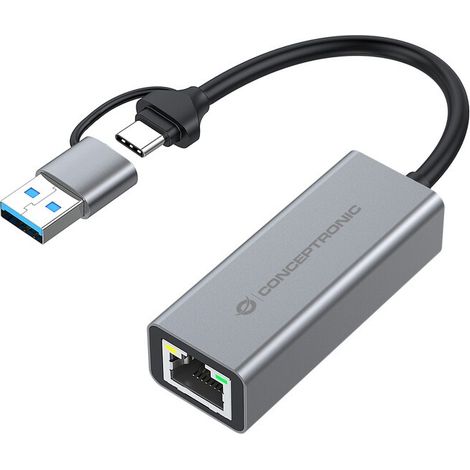 CONCEPTRONIC Adapter USB-C/-A3.0-GbE 5Gbs 0.18m gr (ABBY08G)