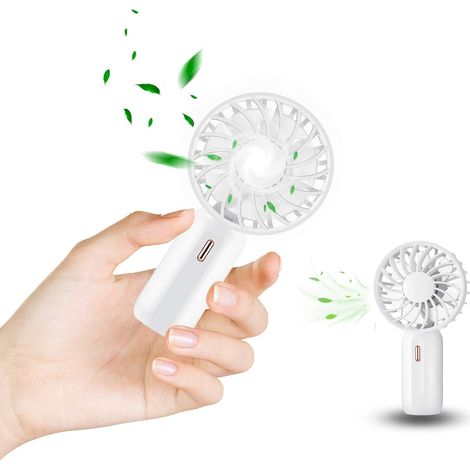 1 Mini ventilateur USB, 3 vitesses réglables, rechargeable, portable pour bureau voyage sommeil, Blanc (1/5)