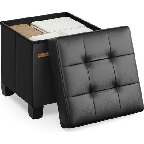 Banc de Rangement, Coffre avec Pieds, 37 L, 38 x 38 x 40 cm, Noir d'encre (1/5)