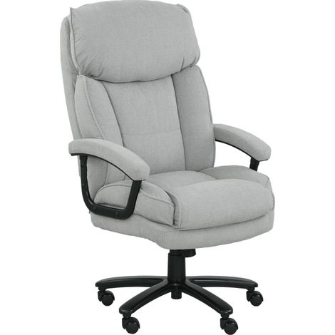 Fauteuil de bureau haut ergonomique gris clair, capacité 200 kg, tissu doux et structure robuste (1/5)