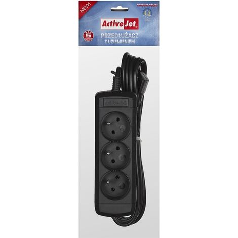 Steckdosenleiste Activejet Typ E 3 Anschlüsse 1.5m schwarz (1/5)
