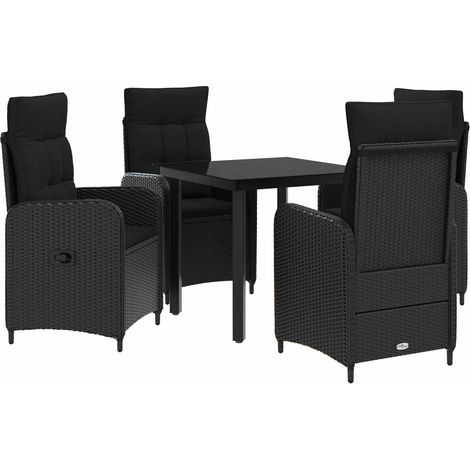 Sofa-Tischset mit Kissen mit Kissen 5 pcs Schwarz vidaXL