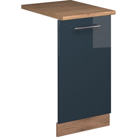 Panel frontal del lavavajillas Fame-Line, Azul oscuro alto brillo, 45 cm , ET Roble, Vicco