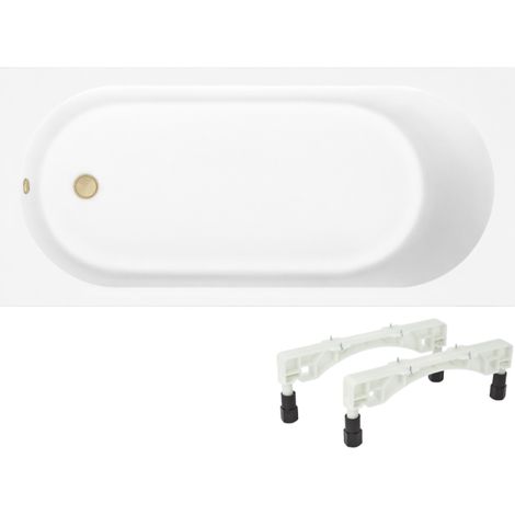 Baignoire droite 160 x 70 VILLEROY & BOCH O.Novo + Pieds + Vidage WIRQUIN doré