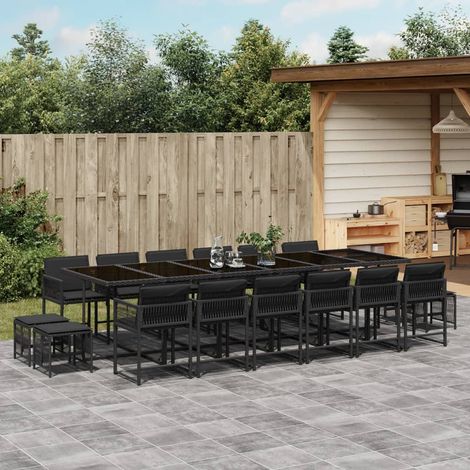 Set de muebles jardín 17 pzas con cojines ratán sintético negro vidaXL (1/5)