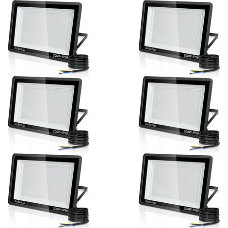 6PCS 200W Projecteur LED Extérieur, Spot LED Exterieur 20000LM Super Lumineux 6500K Blanc Froid Éclairage de Sécurité Extérieur IP66 Imperméable pour Garage Jardin Terrasse Parking (1/5)