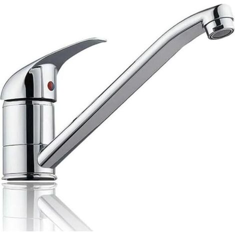 Rubinetto da cucina cromato - Rubinetto da cucina girevole a 360° con maniglia singola - Rubinetto da cucina cromato per lavelli singoli e doppi - Impostazioni acqua calda e fredda - Adatto per la cuc (1/4)